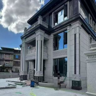 海南 别墅干挂，芝麻白与芝麻黑完美配合