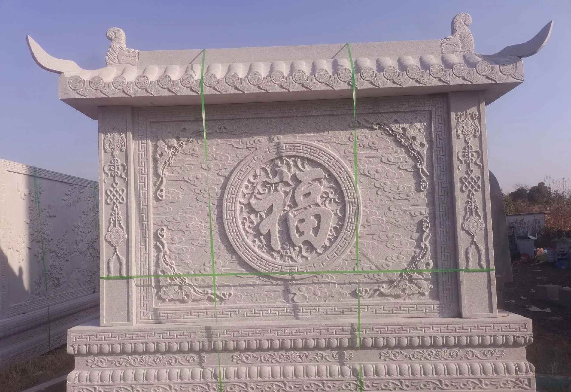 海南 芝麻白花岗岩屏风，照壁，影壁