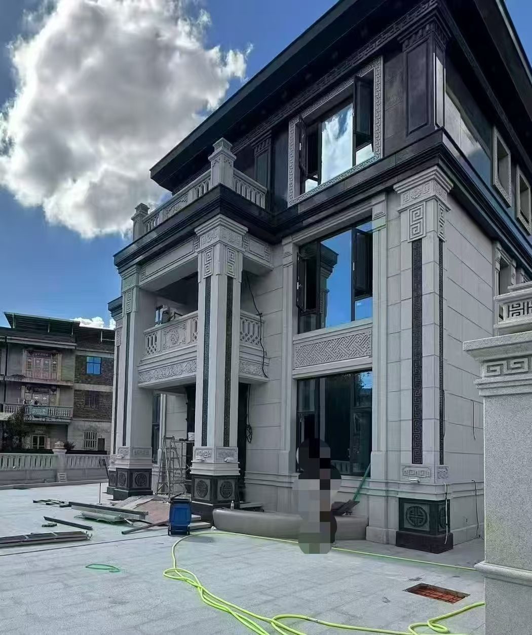 海南 别墅干挂，芝麻白与芝麻黑完美配合